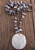 Boho Necklace, RH Pink Rose Crystal Shell
